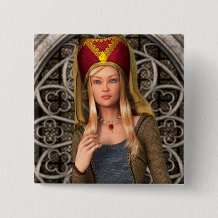 Mittelalterliche Dame Button