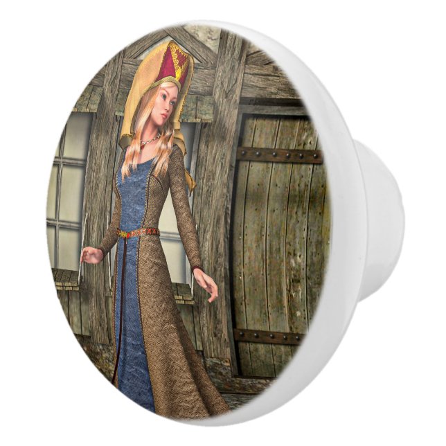 Mittelalterliche Dame Keramikknauf (Rechts)