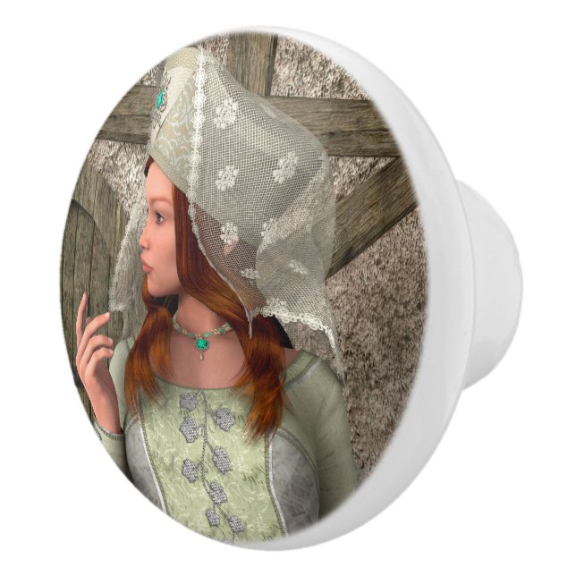 Mittelalterliche Dame Keramikknauf (Rechts)