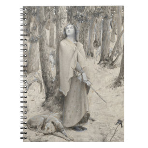 Mittelalterliche Dame Warrior Forest Monochrome Ku Notizblock
