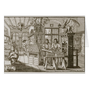 Mittelalterliche deutsche Druckmaschine (Stich)