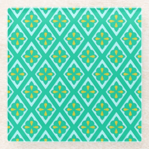 Mittelalterliche Diamanten - aquamarin grün und aq Glasuntersetzer