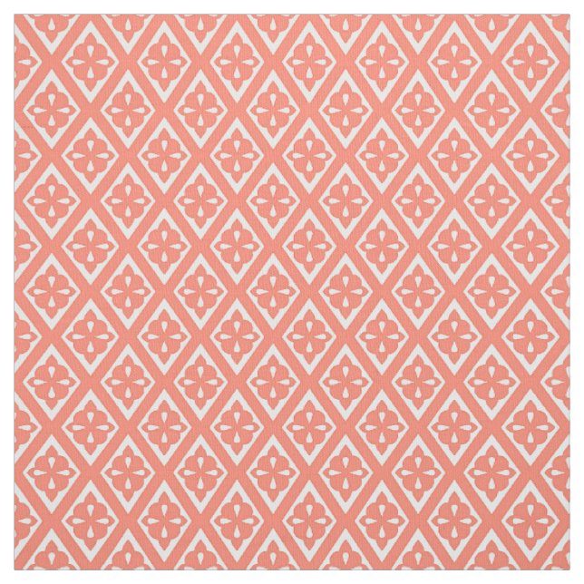 Mittelalterliche Diamanten - Korallenrosa und Weiß Stoff (Muster)