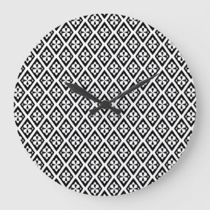 Mittelalterliche Diamanten - schwarz-weiß Große Wanduhr