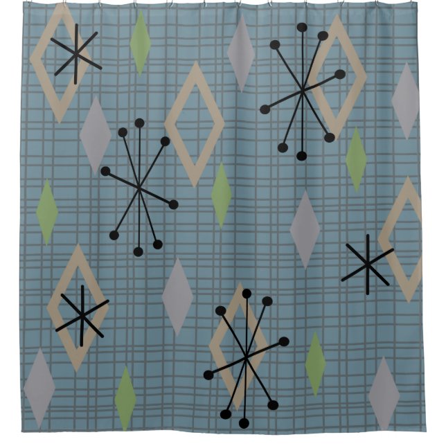 Mittelalterliche Diamanten Slate Gray Blue Duschvorhang (Vorderseite)