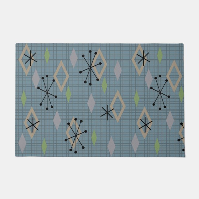 Mittelalterliche Diamanten Slate Gray Blue Fußmatte (Vorderseite)