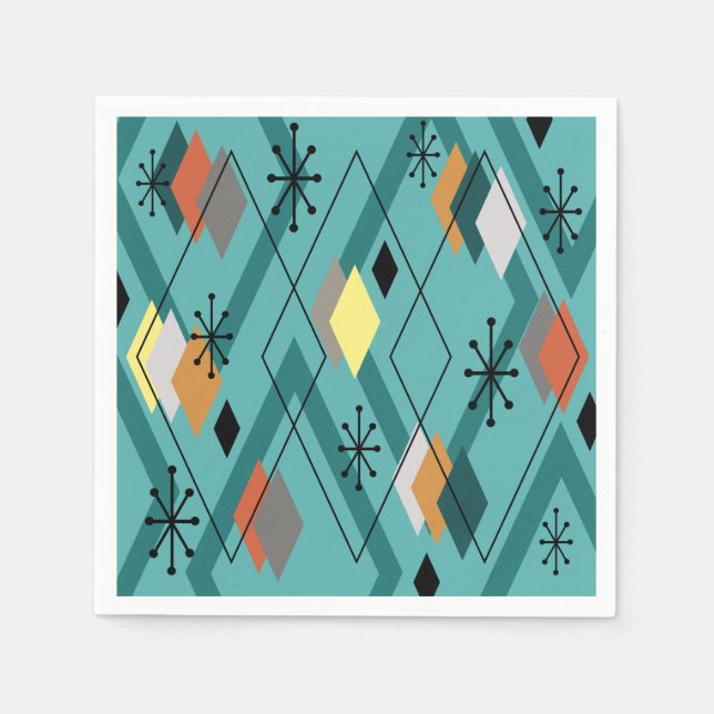 Mittelalterliche Diamanten Türkis Serviette (Vorderseite)