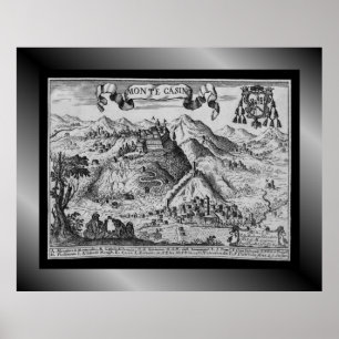 Mittelalterliche Dorfkarte Monte Casino ~ Italien~ Poster