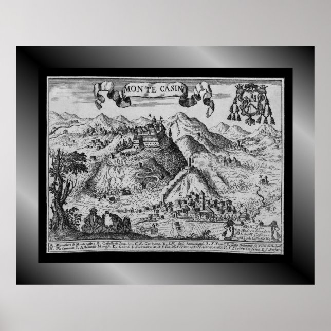 Mittelalterliche Dorfkarte Monte Casino ~ Italien~ Poster (Vorne)