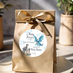 Mittelalterliche Dragon Babydusche danke Ihnen für Runder Aufkleber