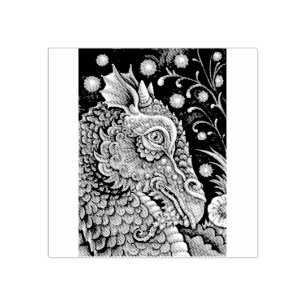 MITTELALTERLICHE DRAGONFANTASIE, GOTHISCHE RUBBER- GUMMISTEMPEL