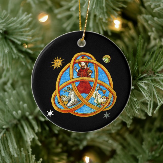 Mittelalterliche Dreifaltigkeit Gott, Jesus & Heil Keramik Ornament (Baum)