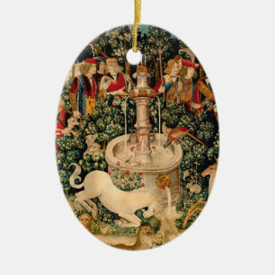 Mittelalterliche Einhorn-Tapeten Druck: Met Cloist Keramikornament