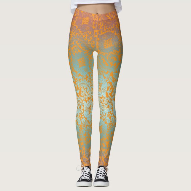 Mittelalterliche Einzigartige Blumenschmuck Multic Leggings (Vorderseite)