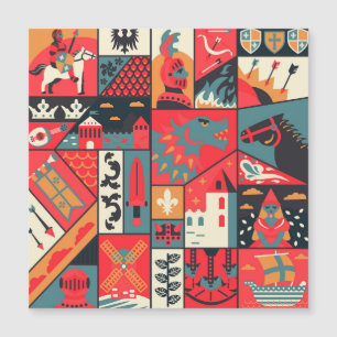 Mittelalterliche Eleganz: Nahtloses Muster Magnetkarte