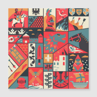 Mittelalterliche Eleganz: Nahtloses Muster Magnetkarte