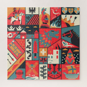 Mittelalterliche Eleganz: Nahtloses Muster Puzzle