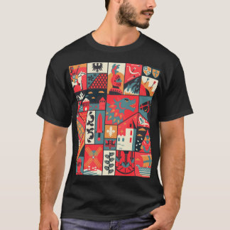 Mittelalterliche Eleganz: Nahtloses Muster T-Shirt