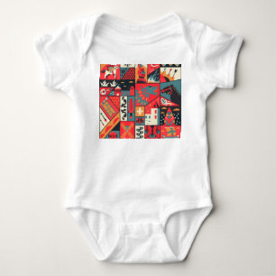 Mittelalterliche Eleganz: Nahtloses Musterdesign Baby Strampler