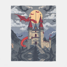 Mittelalterliche Fantasie: Drache und Schloss Fleecedecke