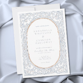 Mittelalterliche Fantasy Blau & Gold Ätz Hochzeit Einladung