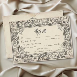 Mittelalterliche Fantasy Brautschwarz-Radierung Ho RSVP Karte