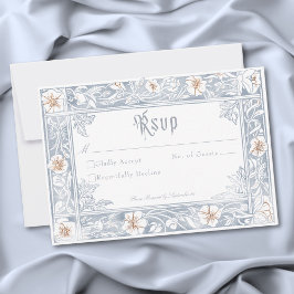 Mittelalterliche Fantasy-Rahmen Blau Gold Ätzung H RSVP Karte