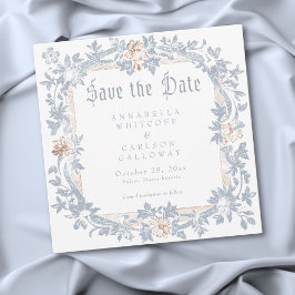 Mittelalterliche Fantasy-Rahmen Blau Gold-Radierun Save The Date