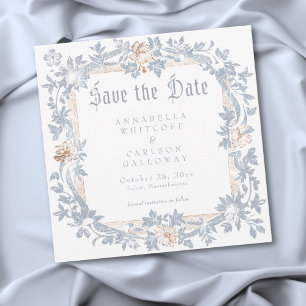 Mittelalterliche Fantasy-Rahmen Blau Gold-Radierun Save The Date