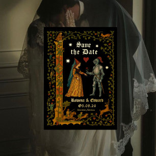 Mittelalterliche Fantasy-Ritter und -Dame - Termin Folieneinladung