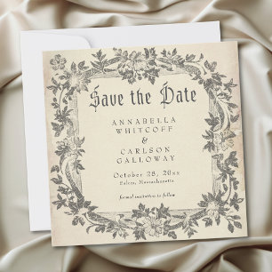 Mittelalterliche Fantasy Vintage Schwarze Radierun Save The Date