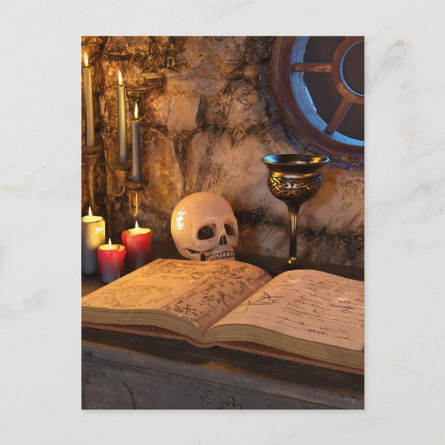 Mittelalterliche Fantasy-Zauberstudie Postkarte (Vorderseite)