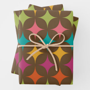 Mittelalterliche farbenfrohe Retro-Sternenexplosio Geschenkpapier Set