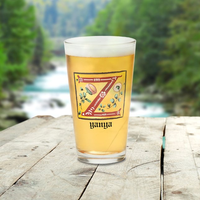 mittelalterliche florale Andeutung Z Monogramm Glas (Von Creator hochgeladen)