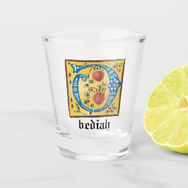 mittelalterliche florale Illumination Letter O Mon Schnapsglas