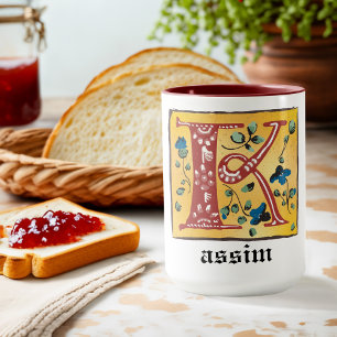 Mittelalterliche Florale Illuminierte Buchstabe K Tasse