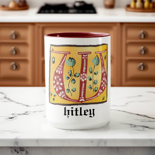mittelalterliche florale Tasse Letter W Monogramm