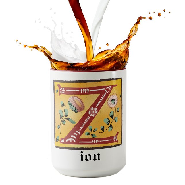 mittelalterliche florale Tasse Letter Z Monogramm (Von Creator hochgeladen)