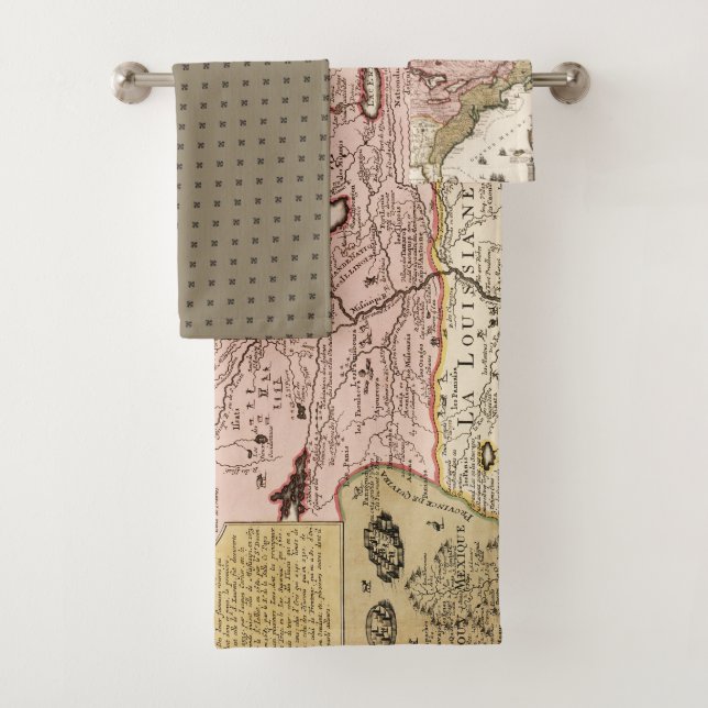 Mittelalterliche französische Karte Amerika Badhandtuch Set (Insitu)