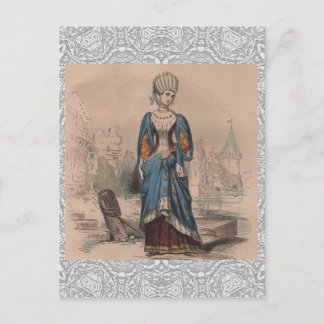 Mittelalterliche französische Mode-Adelige Kostüms Postkarte