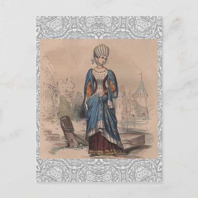 Mittelalterliche französische Mode-Adelige Kostüms Postkarte (Vorderseite)