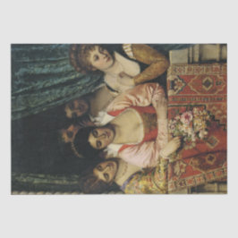 Mittelalterliche Frauen auf einem Balkon Seidenpapier