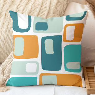 Mittelalterliche Funky Geometrische Formen Aquamar Kissen