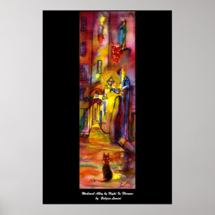 Mittelalterliche Gasse bei Nacht in Florenz Poster