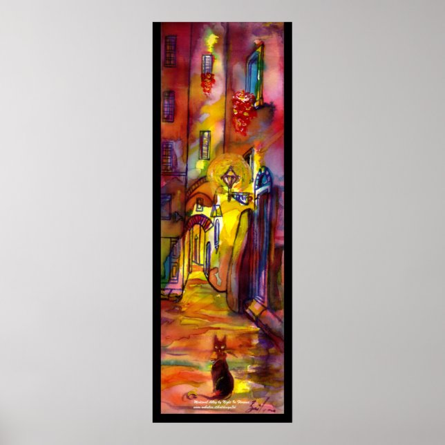 Mittelalterliche Gasse bei Nacht in Florenz Poster (Vorne)