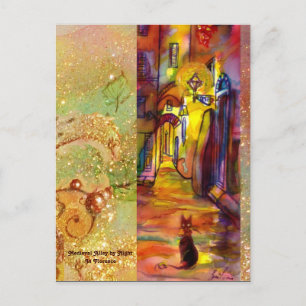 MITTELALTERLICHE GASSE BEI NACHT IN FLORENZ POSTKARTE