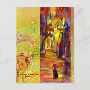 MITTELALTERLICHE GASSE BEI NACHT IN FLORENZ POSTKARTE