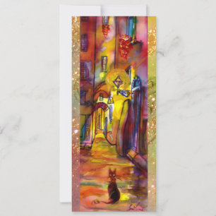 MITTELALTERLICHE GASSE BEI NACHT IN FLORENZ, rot g Ankündigung