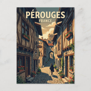 Mittelalterliche Gasse von Pérouges Frankreich Postkarte