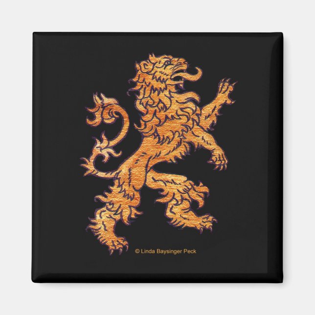 Mittelalterliche goldene Löwe in Schwarz Magnet (Vorne)
